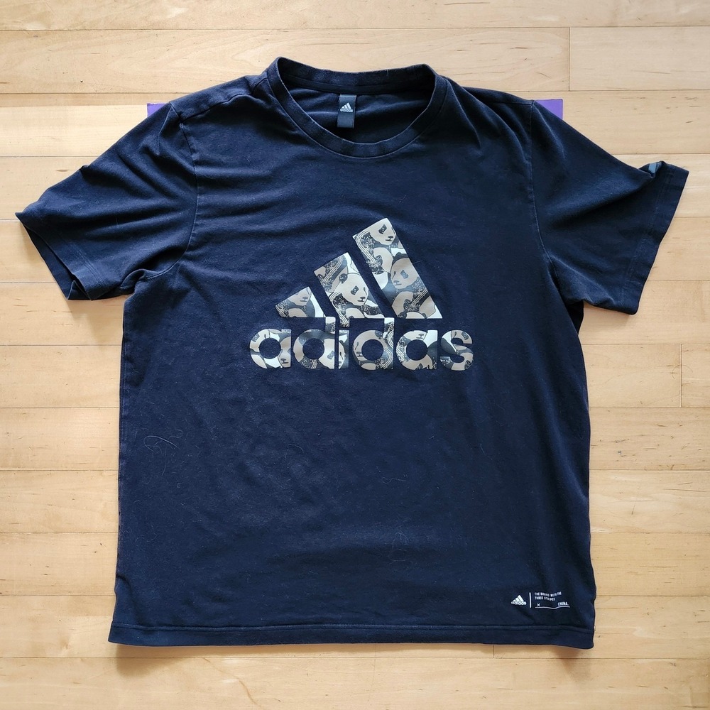 adidas Black Panda Camo China Tee Shirt Mens Large Cotton Streetwear